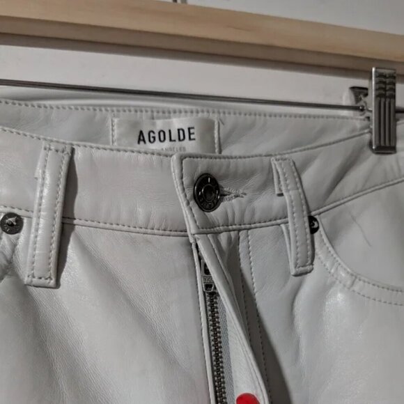 NWT AGOLDE | Recycled Leather Lyle Low Rise Slim In Wisp Pale Gray - Picture 4 of 14